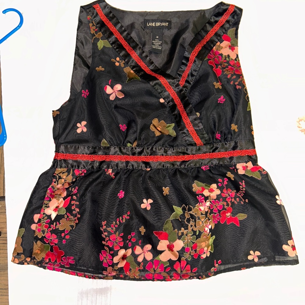 Lane Bryant Black Floral Top